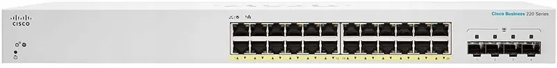 Cisco switch CBS220-24P-4G, 24xGbE RJ45, 4xSFP, PoE+, 195W