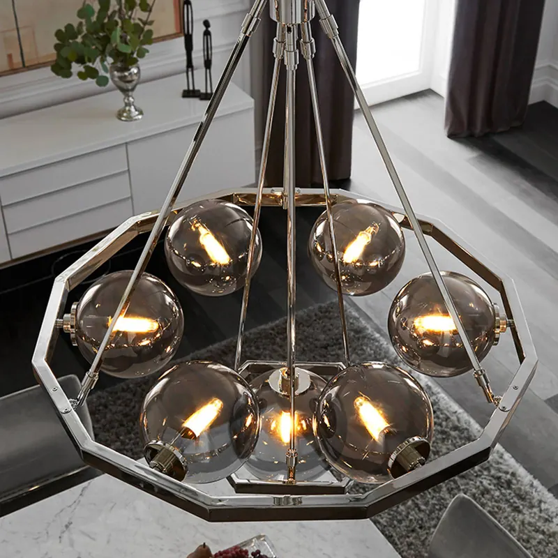 Lampa wisząca Harper, dymione klosze 7-pkt.
