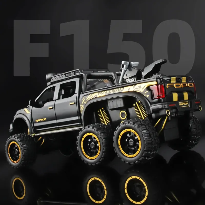 1:24 Pickup Trucks dla chłopców F150 Raptor Diecast Metal Model samochodu z dźwiękiem i światłem dla dzieci w wieku od 3 lat Niebieski