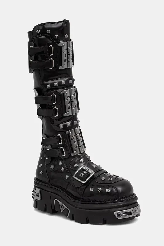 New Rock kozaki damskie skórzane NEGRO CHAROL NEGRO REACTOR E14