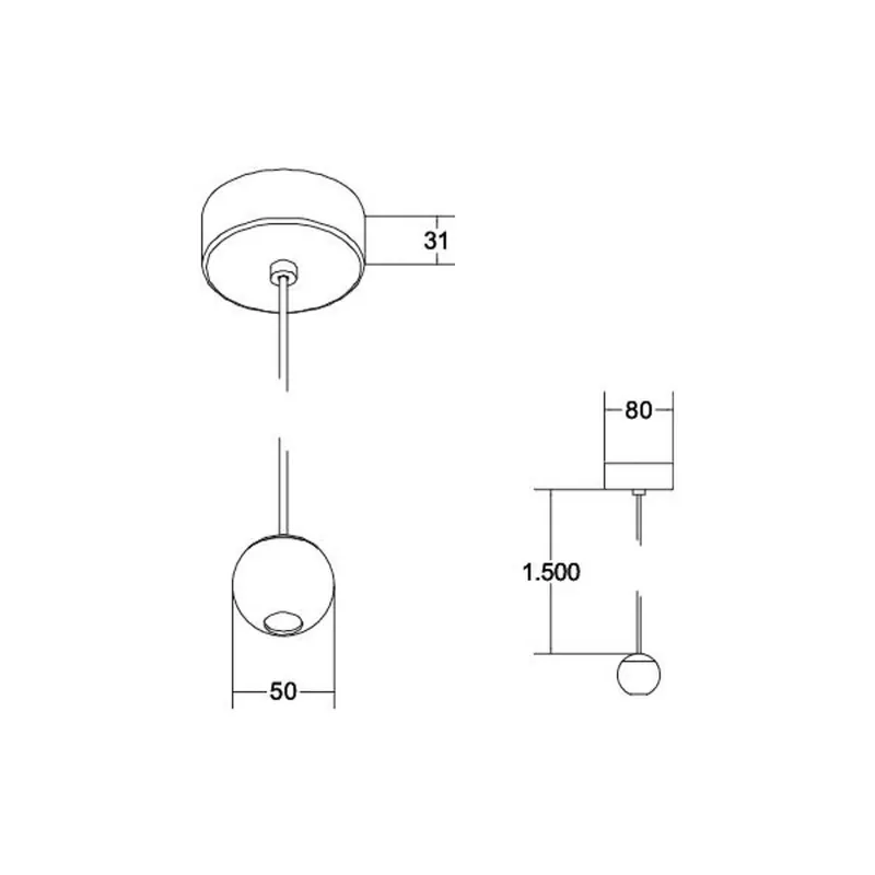 BRUMBERG lampa wisząca LED Ball, aluminium, czarny/chrom