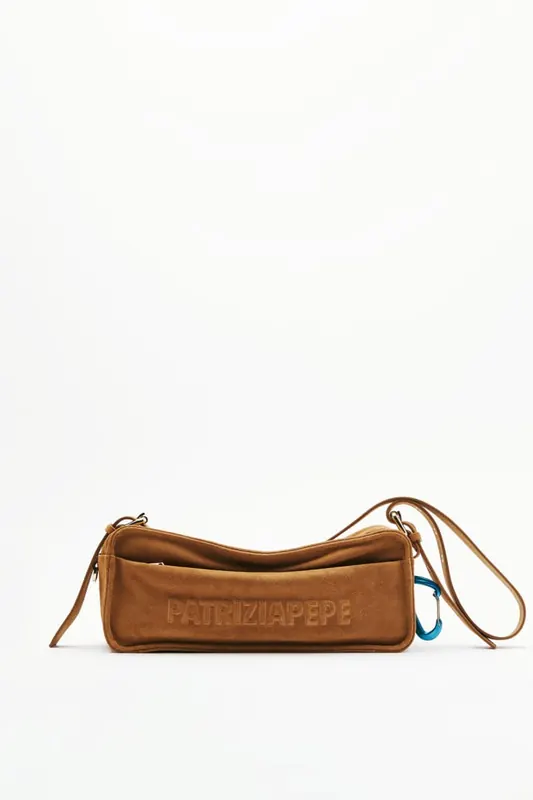 Torebka crossbody (IM)PERFECTION średnia z zamszu