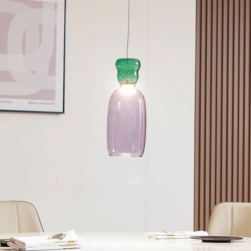 Żyrandol LED Lucande Fay, fioletowo-ciemnozielona, szkło, Ø 15 cm