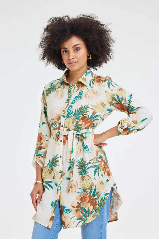 DIDI Tunic Jolie Offwhite Rising Sun Print Maat: 46 | Blouses Outlet | Dames | Wit