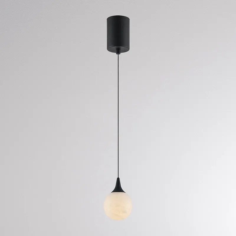 Żyrandol LED ARE, czarna, alabastrowa, Ø 10 cm, CCT, DALI