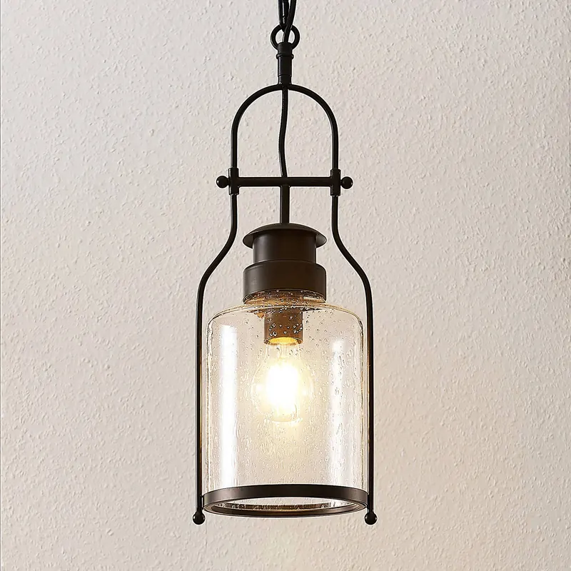 Lampa wisząca Lindby Rozalie, czarny, metal, latarnia, 21cm