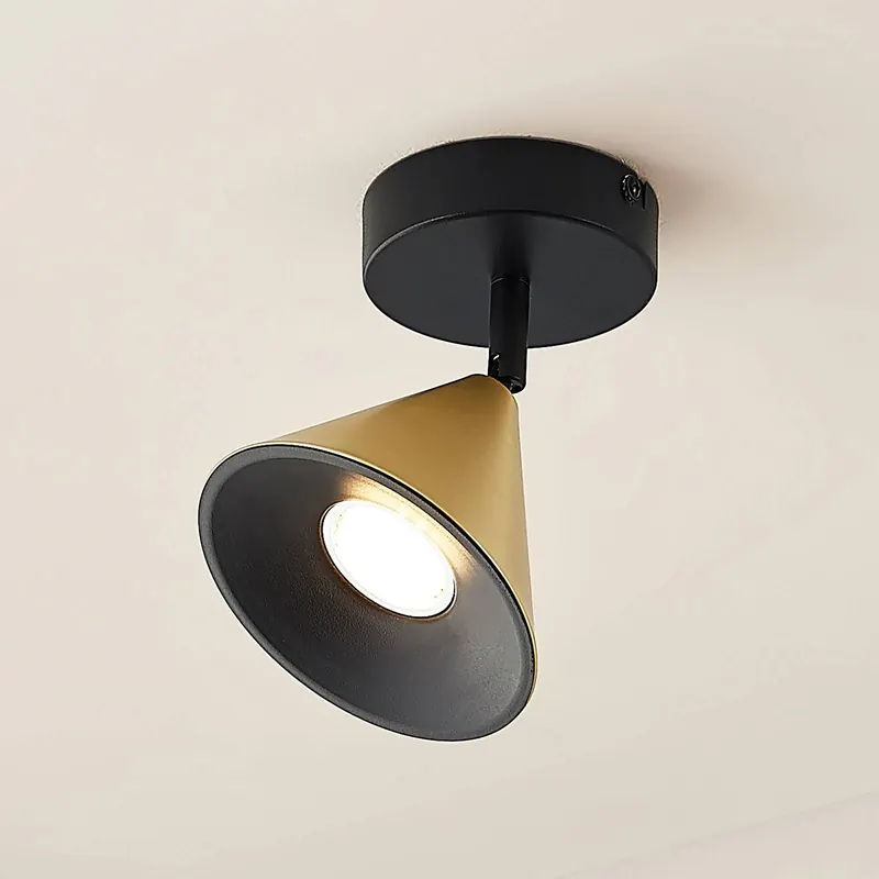 Lucande Kartio lampa sufitowa, 1-pkt., mosiądz