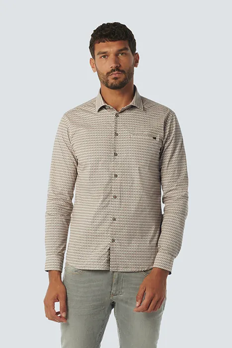 No Excess Shirt Stretch Allover Printed Melon Maat: S | Casual Overhemden Outlet | Heren | Beige