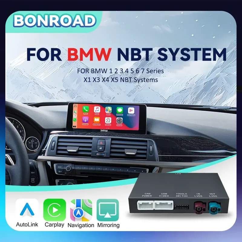 BONROAD Bezprzewodowy Adapter CarPlay Android Auto Airplay Autolink Mirroring Moduł MMI Box do BMW F10 F11 F01 F56 F25 F20 F21 F22 F23 F30 F31 F32 F33 F34 F36 z systemem NBT