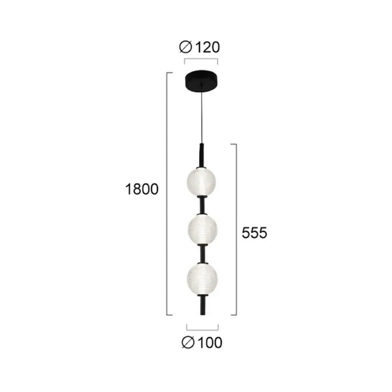 Żyrandol LED Abeona, Ø 10 cm, czarna, metal/szkło, 3-punktowa.