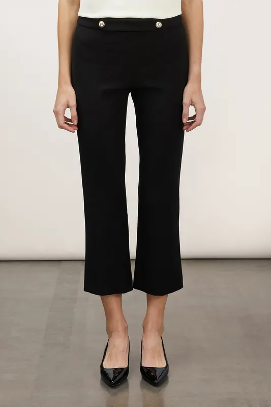Motivi Kick Flare Trousers With Strap Black Maat: 46 | Wijde Broeken Outlet | Dames | Zwart