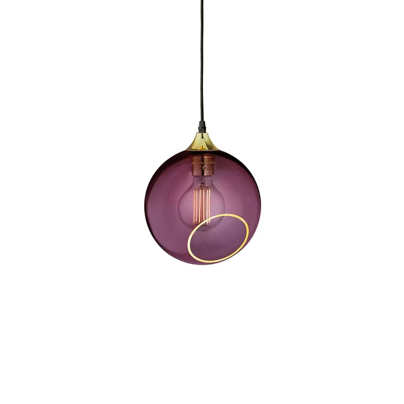 DESIGN BY US Żyrandol Ballroom, fioletowy, Ø 20 cm, szkło