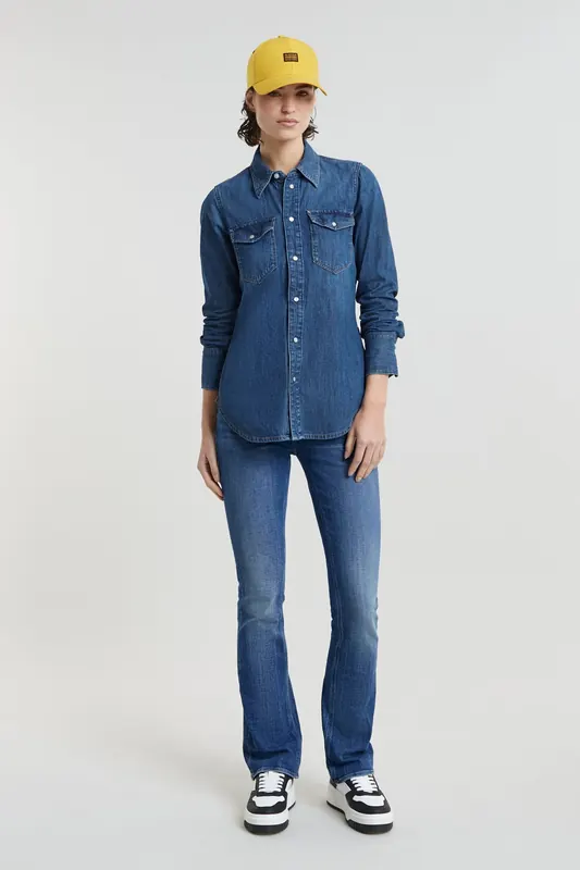 G-Star Slim Western Shirt L/s Worn In Windward Maat: M | Overhemden Outlet | Dames | Blauw