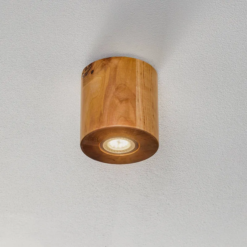 Lampa sufitowa Ara w kształcie cylindra z drewna