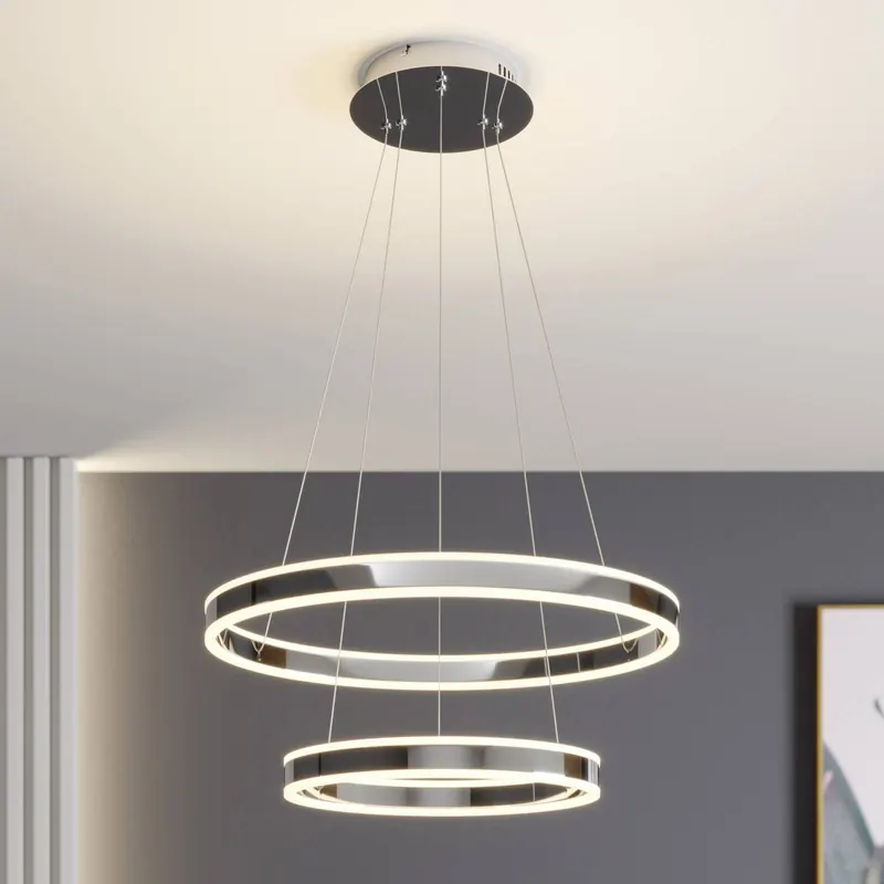 Lucande Lampa wisząca LED Lyani, 60 cm, 2-punktowa, chrom, ściemniana