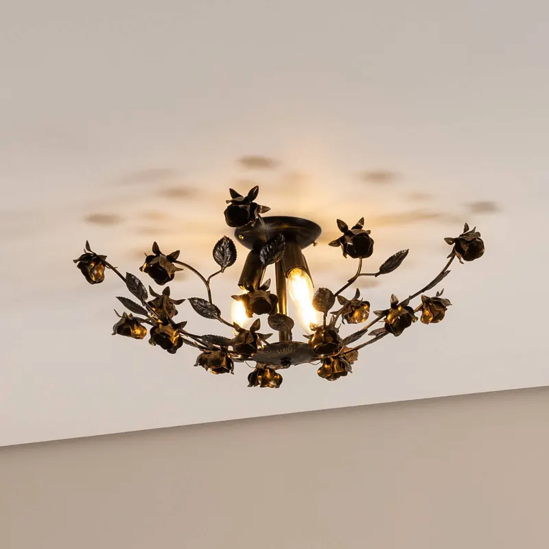 Lampa sufitowa Carolina, brązowa, 3-punktowa, żelazo