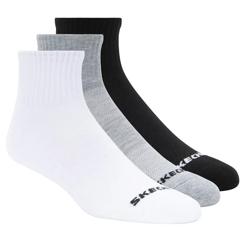 Skechers 3PPK Qtr Crew Socks S114235-BKWG, Unisex, Białe, skarpetki, poliester, rozmiar: 43-46