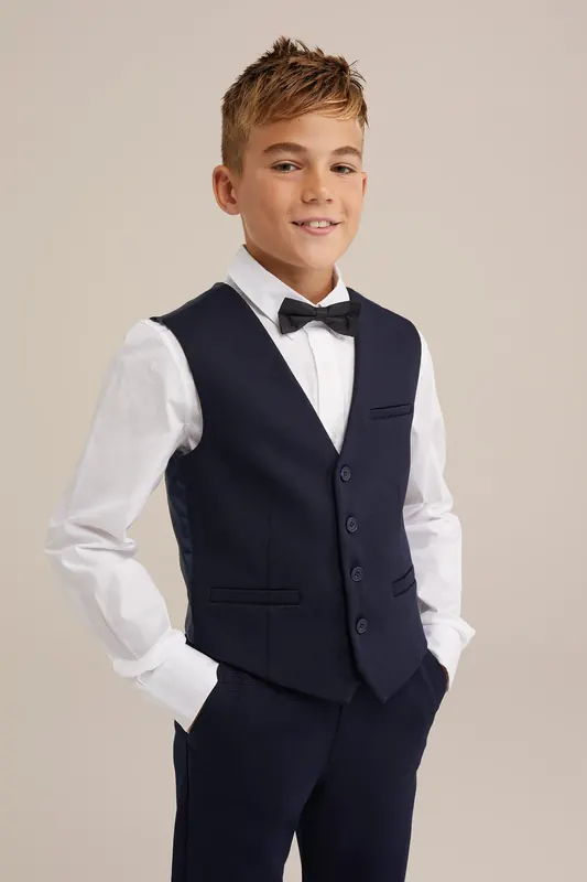 We Fashion Boys Waistcoat Dark Blue Maat: 110/116 | Overhemden Outlet | kids | Blauw