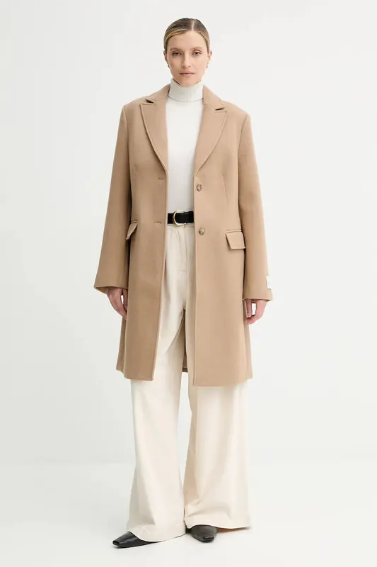 Calvin Klein płaszcz z wełną