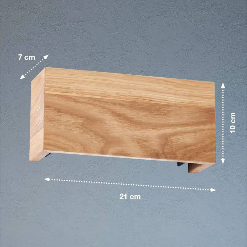 Kinkiet LED Shine-Wood,  szerokość 21 cm, dąb/czarny, drewno