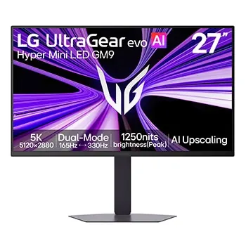 27-calowy monitor gamingowy LG UltraGear evo GM9, 5K Hyper Mini LED, Dual Mode 160/330Hz, czarny - 27GM950B-B