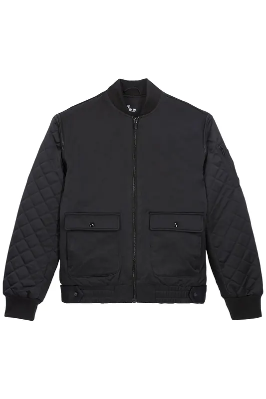 The Kooples Bomber Bi-material Satin With Reflective Details Black Maat: 36 | Bomberjacks Outlet | Dames | Zwart