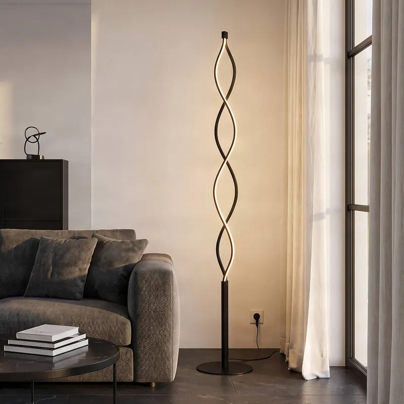 Lampa stojąca LED Lindby Welina, czarna, 150 cm, ściemniana