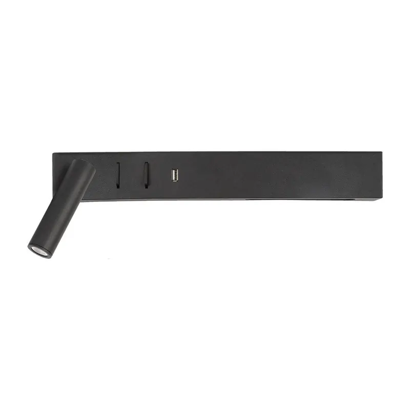 Metalowy kinkiet LED z elastyczną konstrukcją/z portem USB w kolorze matowej czerni Vida – Nova Luce