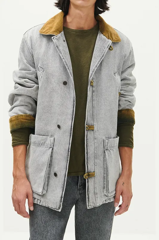American Vintage Unisex Tizanie Coat Bleached Grey Maat: M | Spijkerjassen Outlet | Unisex | Grijs
