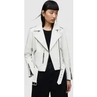 AllSaints Balfern Biker Vanilla White Maat: 4 | Leren Jassen Outlet | Dames | Wit