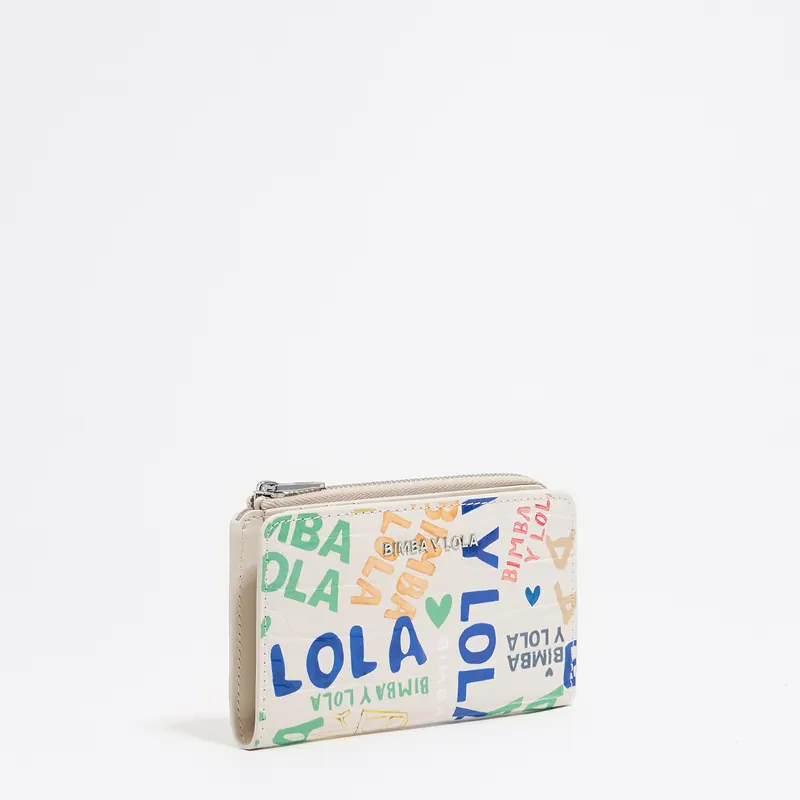 Portfel kompaktowy print BIMBA logo kość słoniowa