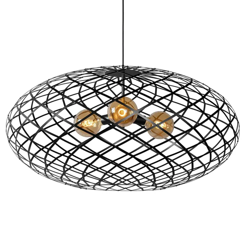 Lampa wisząca Wolfram, klosz owalny 100 cm, czarna