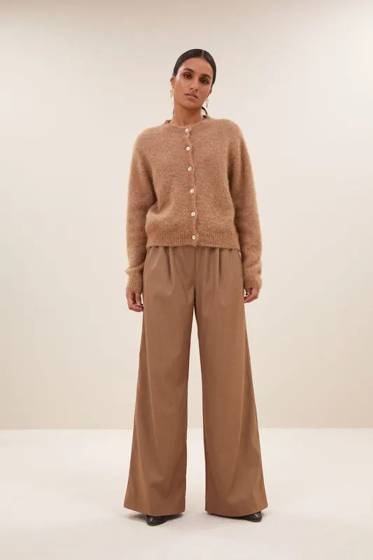 By-Bar Benji Melange Pants Camel Melee Maat: XL | Wijde Broeken Outlet | Dames | Beige