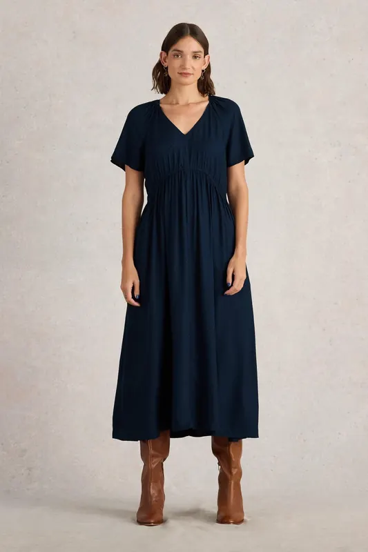 White Stuff Imogen Midi Dress Dark Navy Maat: 8 | Midi Jurken Outlet | Dames | Blauw