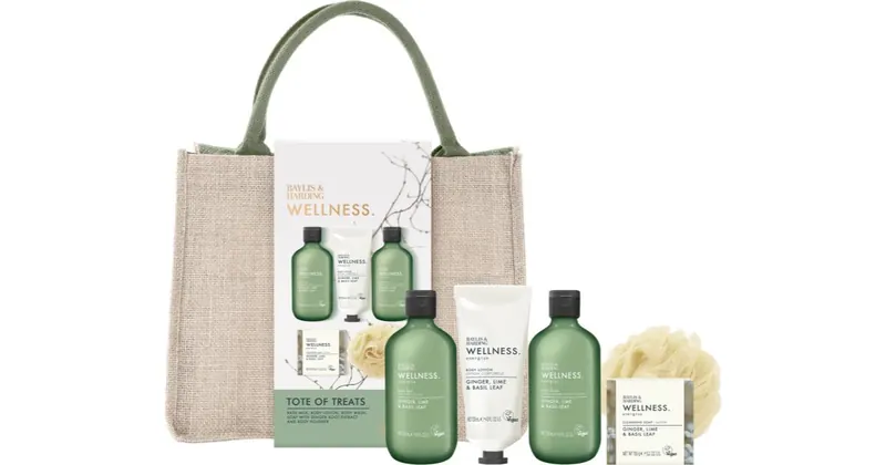 Baylis & Harding Wellness. Energise zestaw prezentowy, kosmetyczka Ginger, Lime & Basil Leaf