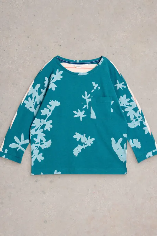 White Stuff Demi Dolman Blue Print Maat: 12 | Tops Outlet | Dames | Blauw