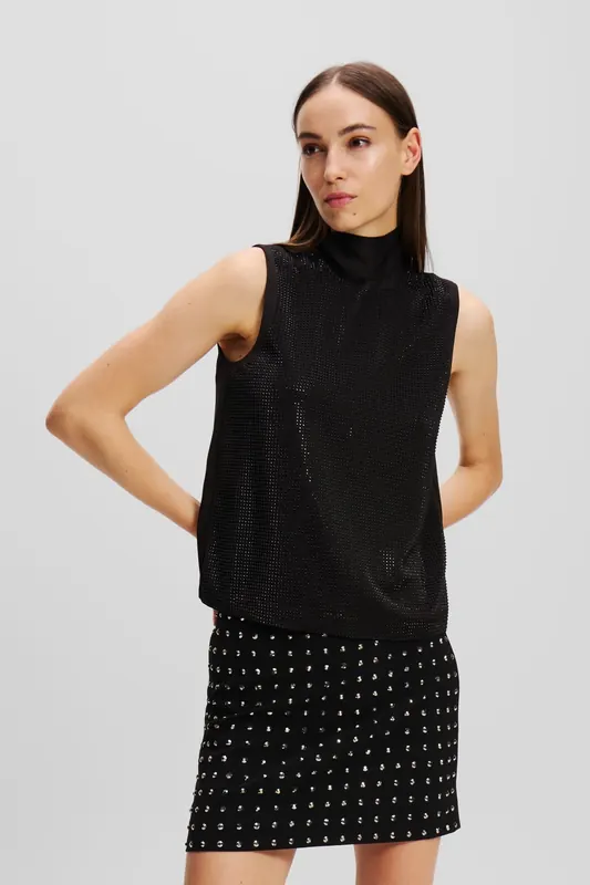 Karl Lagerfeld Rhinestone Evening Top Black Maat: 38 | Blouses Outlet | Dames | Zwart