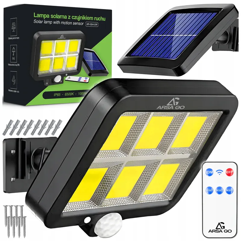 Lampa Solarna Led Ogrodowa Uliczna Zewnętrzna Z Czujnikiem Ruchu Zmierzchu