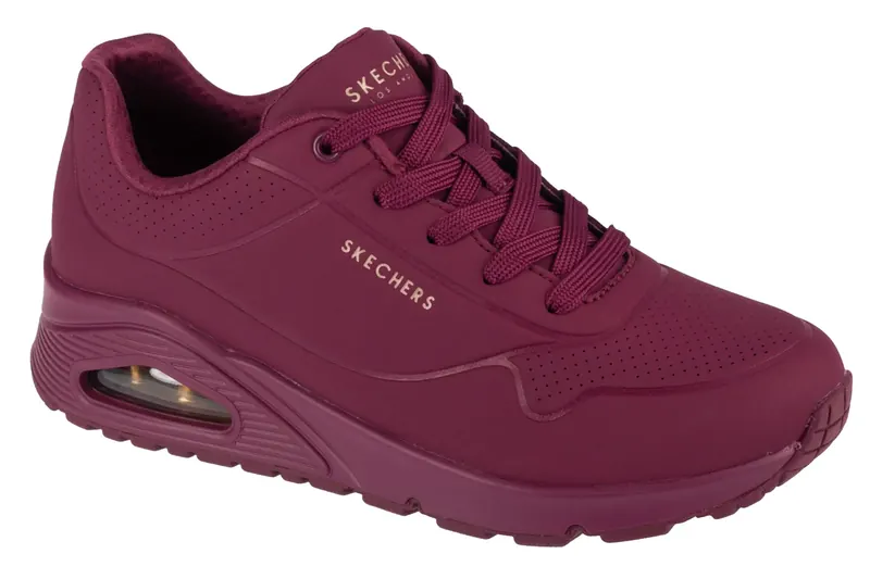 Skechers Uno-Stand on Air 73690-PLUM, Damskie, Czerwone, buty sneakers, skóra syntetyczna, rozmiar: 40