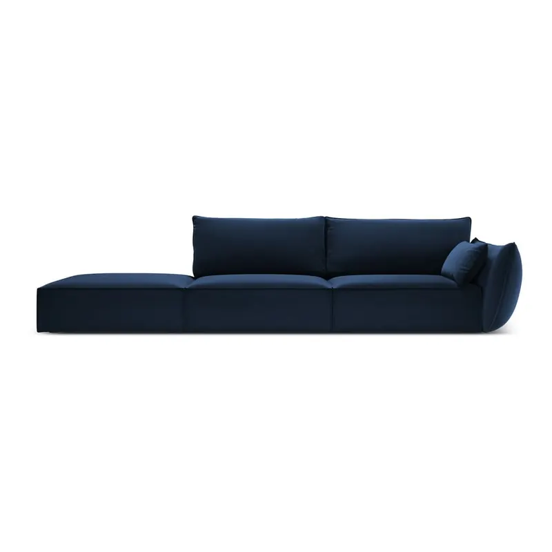 Ciemnoniebieska aksamitna sofa prawostronna 264 cm Vanda – Mazzini Sofas
