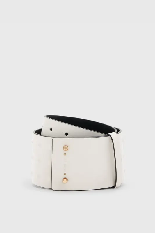 AllSaints Lara Stud Waist Belt White/warm Brass Maat: XS | Riemen Outlet | Dames | Wit