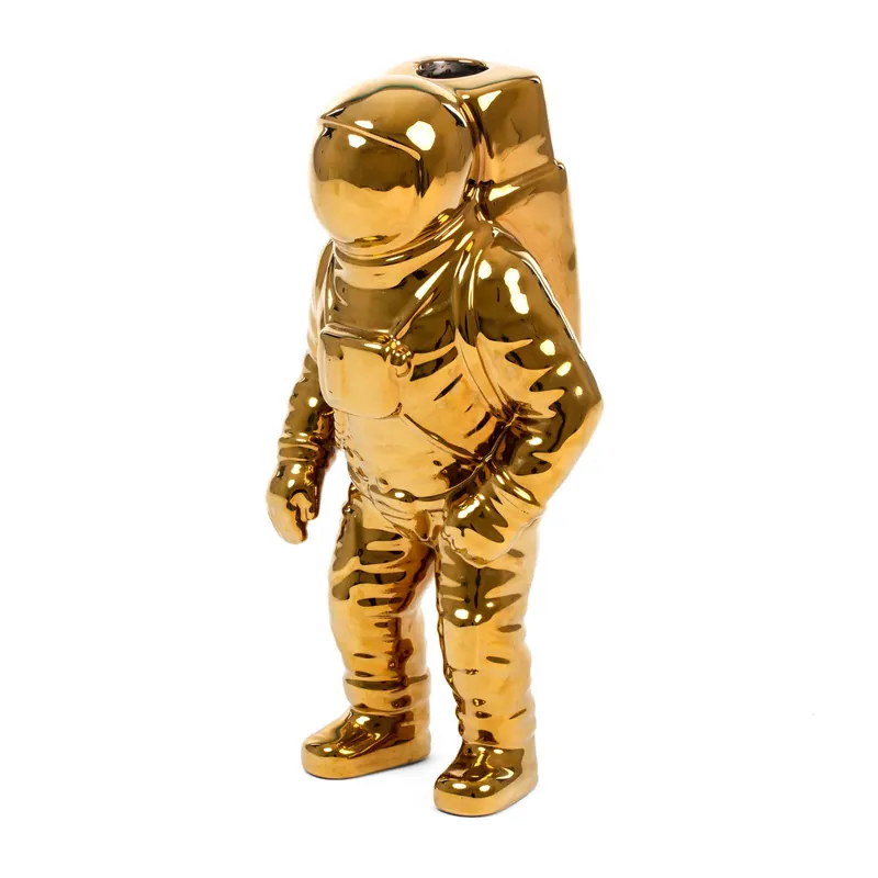Wazon SELETTI Cosmic Diner Starman, złoty. Wys. 28 cm, porcelana