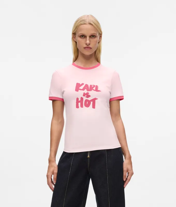 Karl Lagerfeld Karl Is Hot T-shirt Pink Lady Maat: XL | Tops Outlet | Dames | Roze