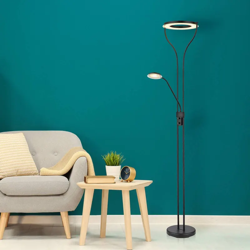 Lampa LED oświetlająca sufit Ebro z lampką do czytania LED, ściemniana