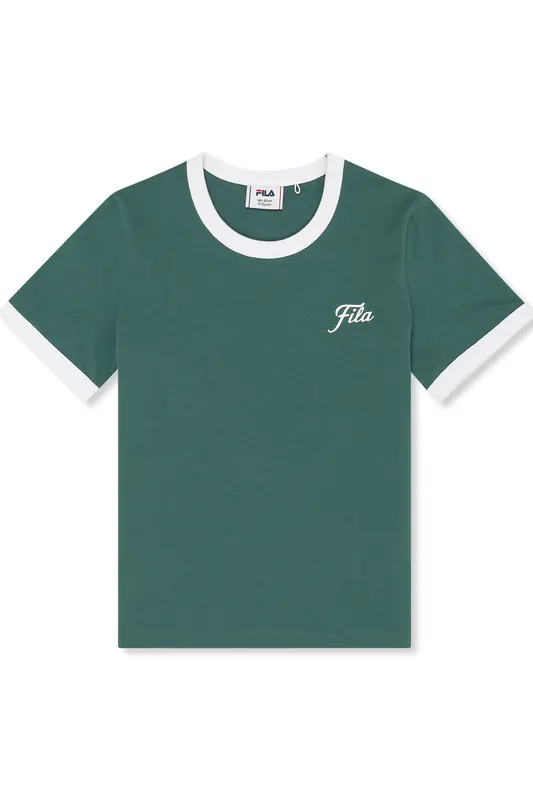 FILA Marlia Regular Graphic Ringer T-shirt Posy Green Maat: 146/152 | T-Shirts Outlet | kids | Groen