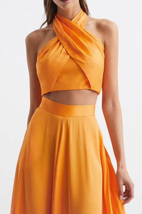 Reiss Ruby Halter Tank Top Cami — Tanks & Camis Maat: 14 | Mouwloze Tops Outlet | Dames | Oranje