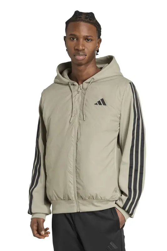 Adidas Unisex Essential 3s In Hyb Jacket Silver Pebble Maat: XL | Lichte Jassen Outlet | Unisex | Bruin