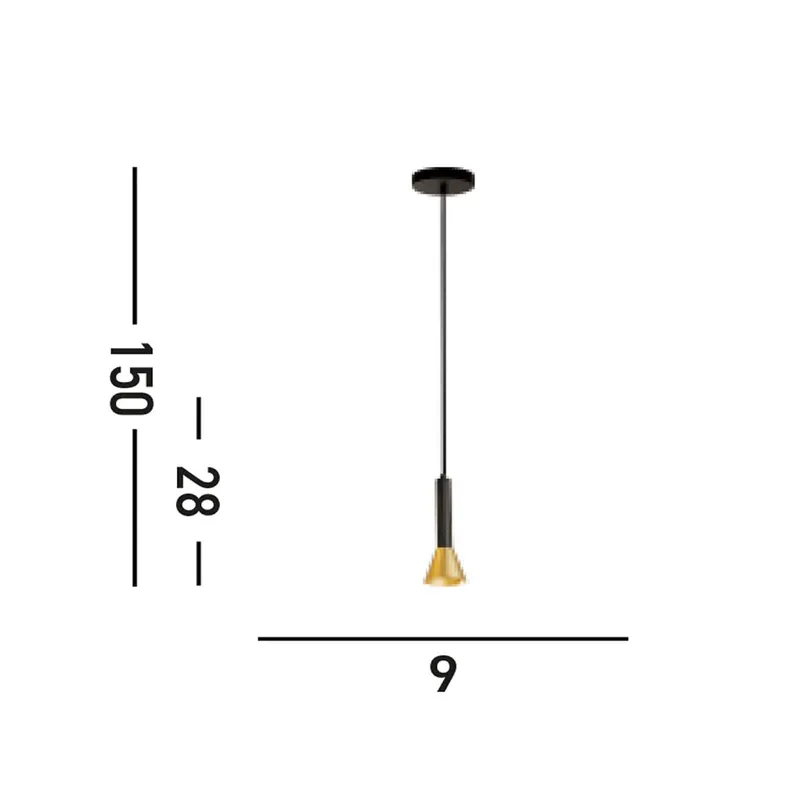 Lampa wisząca Signal, Ø 9 cm, czarna/złota, metal