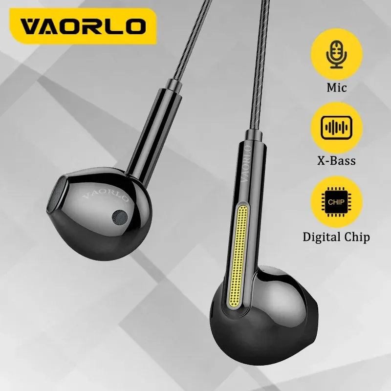 VAORLO 3,5 mm / słuchawki przewodowe typu C Słuchawki douszne z mocnym basem i mikrofonem Stereofoniczne słuchawki douszne USB C do gier dla Samsung iPhone