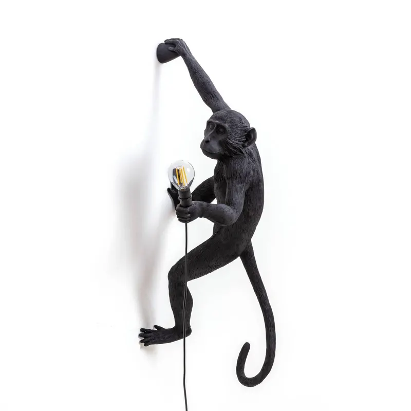 SELETTI Monkey Lamp dekoracyjna lampa ścienna prawa czarna